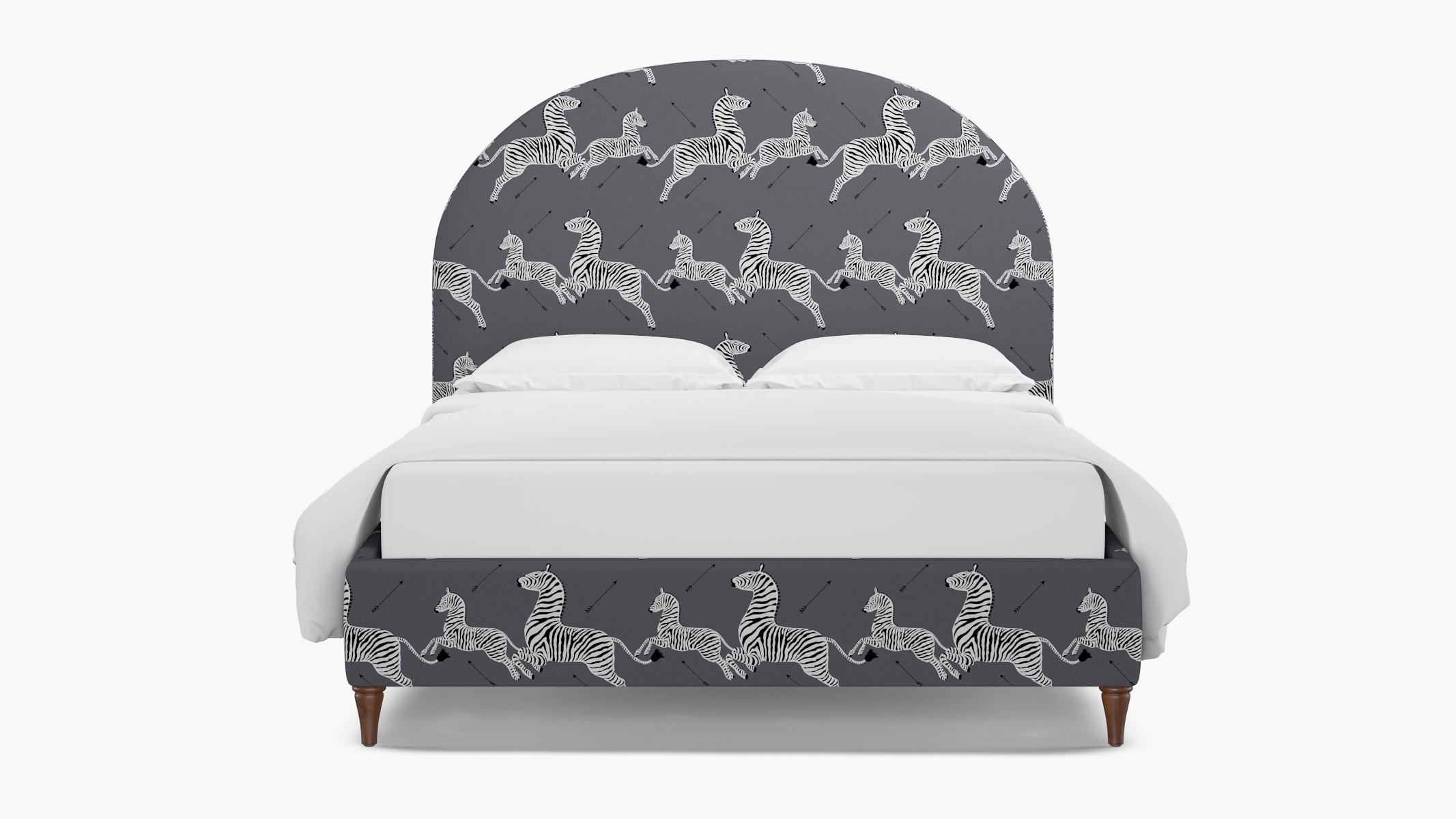 Demilune Bed, Slate Zebra, Walnut Decorative Tapered Leg, King - Image 0