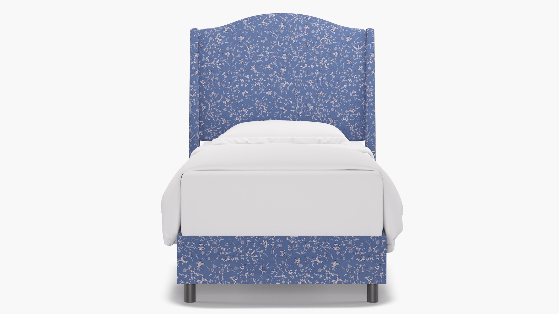 Classic Wingback Bed, Blue Mariposa, Twin - Image 0