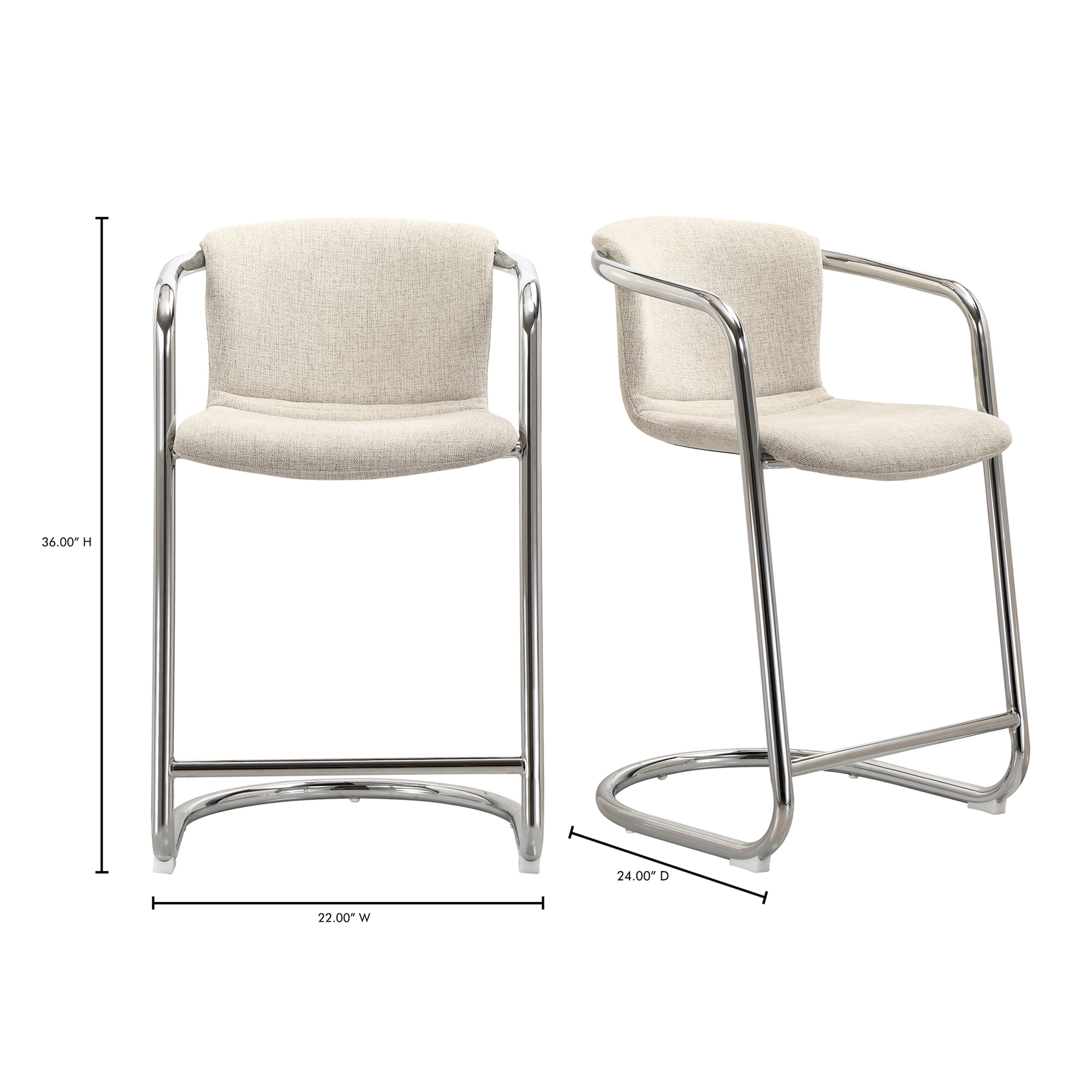Freeman Chrome Frame Counter Stool Blended Cream - Set Of Two - Image 10