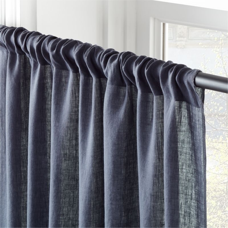 Smoky Blue Linen Window Curtain Panel 48" x 96" - Smoky Blue - Image 2