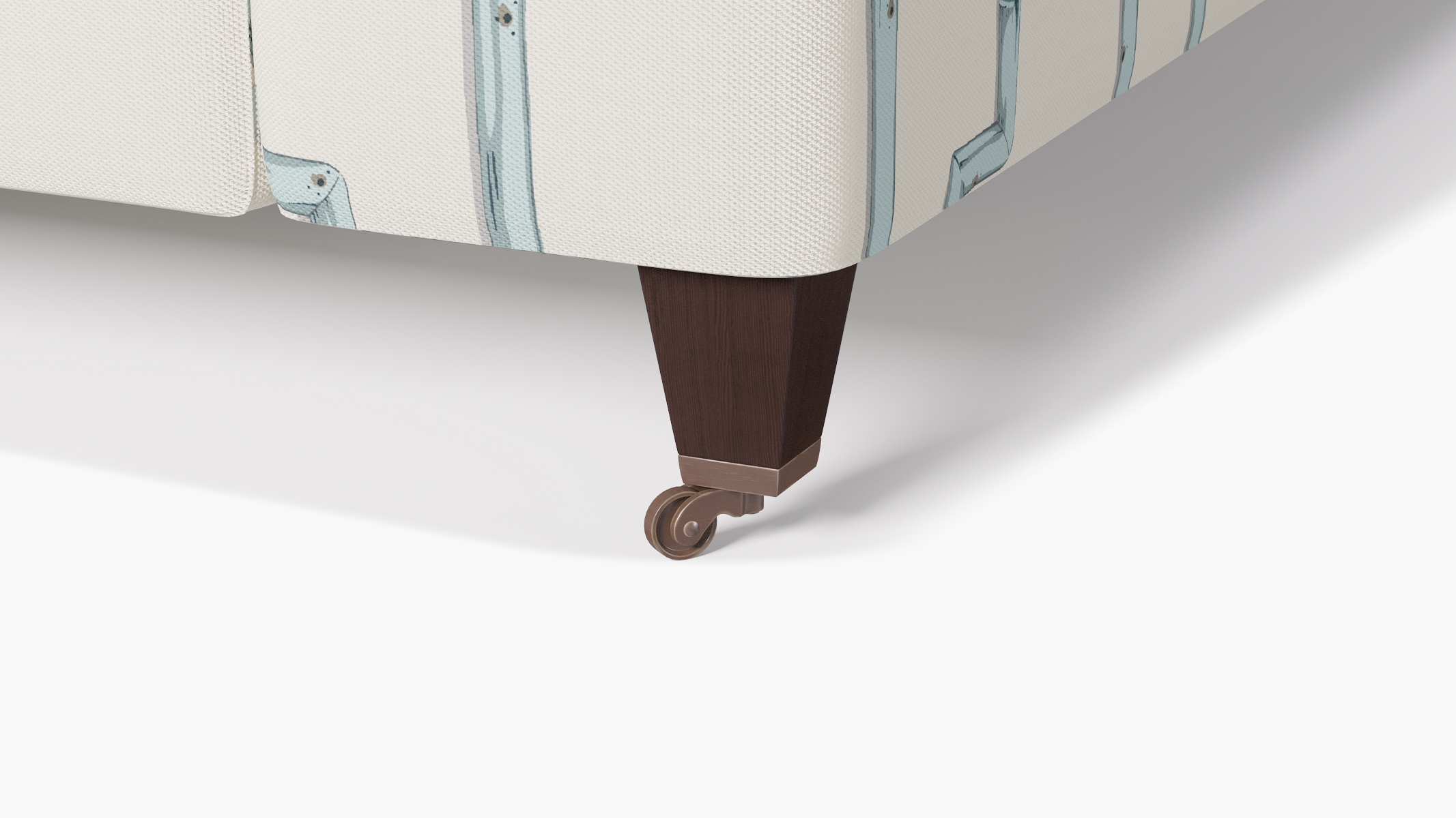 Classic Sofa, Blue Baldwin Bamboo, Espresso with Antique Brass Caster - Image 6