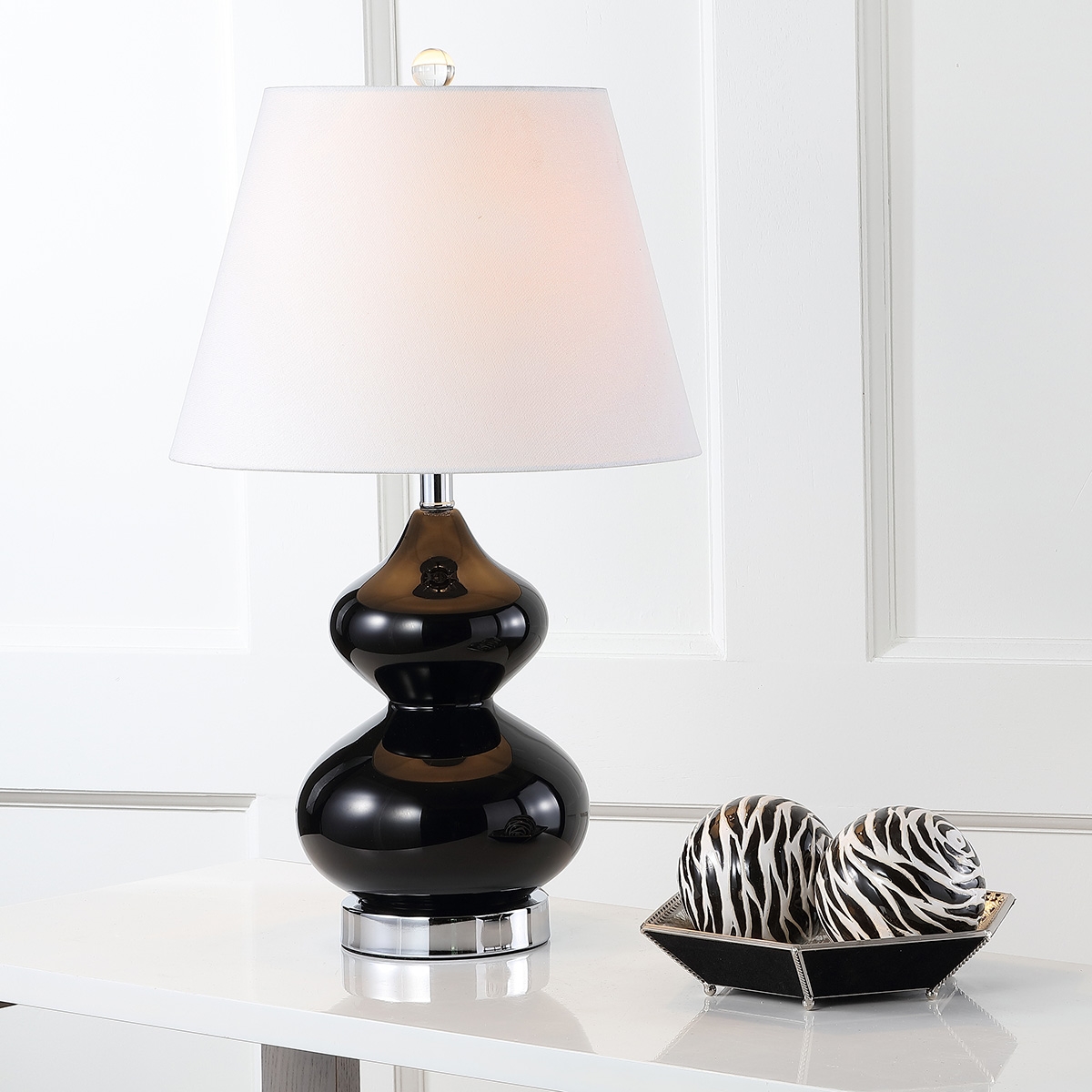 Eva 24-Inch H Double Gourd Glass Table Lamp - Black - Safavieh - Image 4