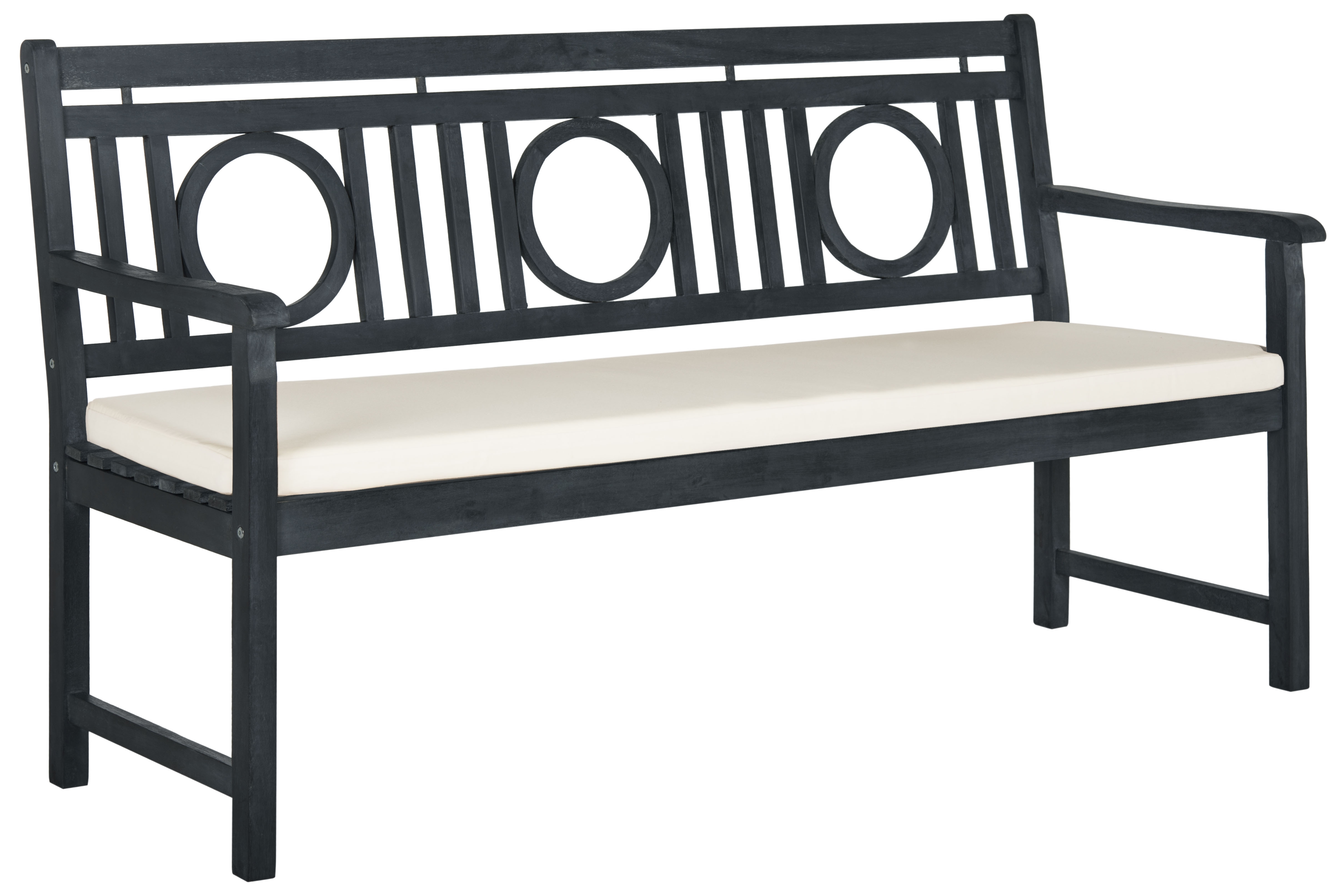 Montclair 3 Seat Bench - Dark Slate Grey/Beige - Safavieh - Image 1