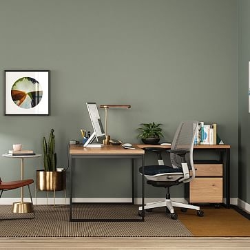 Greenpoint Desk Add-On Return (Desk Sold Separately), 18"x48", Dark Bronze, Natural Oak Veneer - Image 1