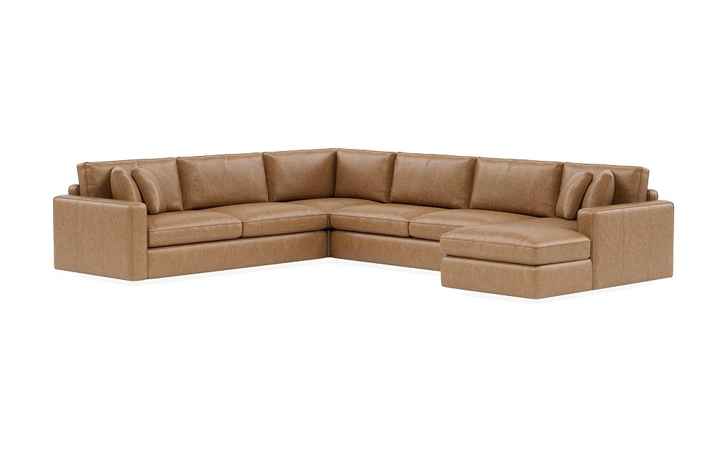 James Leather 4-Piece 5-Seat Corner Chaise Sectional Right - Image 2