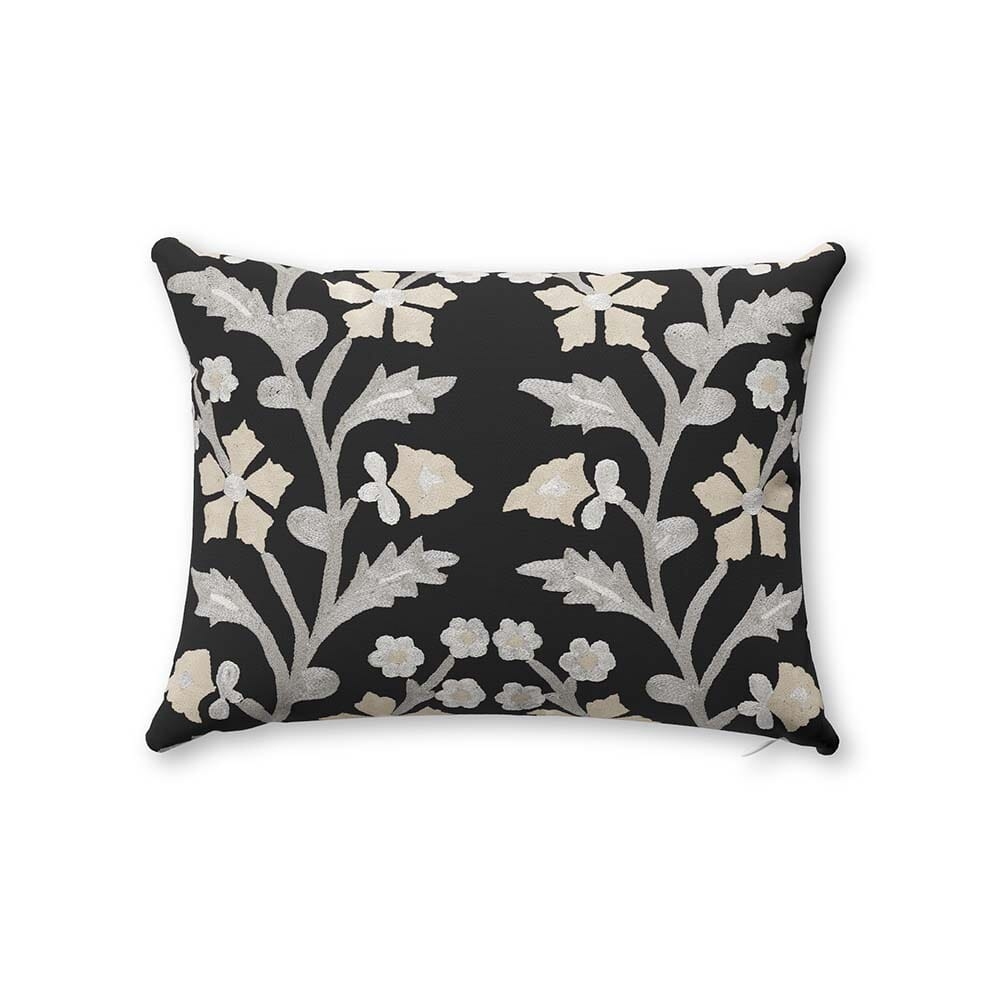 Black Tree of Life Suzani Outdoor Pillow by St. Frank | 40" W x 15" H | Polyester - Image 3