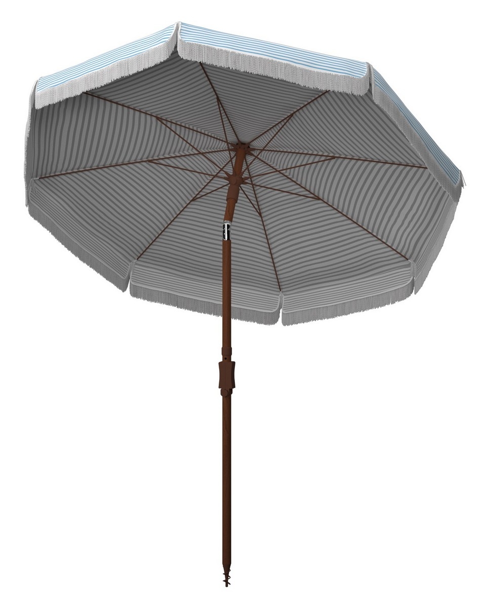 Copen 6.5' Beach Umbrella - Baby Blue/White - Safavieh - Image 2