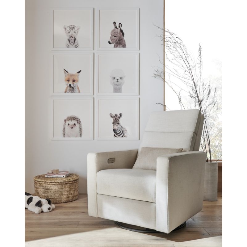 Baby White Tiger White Wood Framed Wall Art Print - Image 1