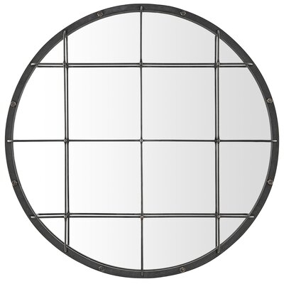 Graphite Catoya Round Windowpane Mirror - Image 0