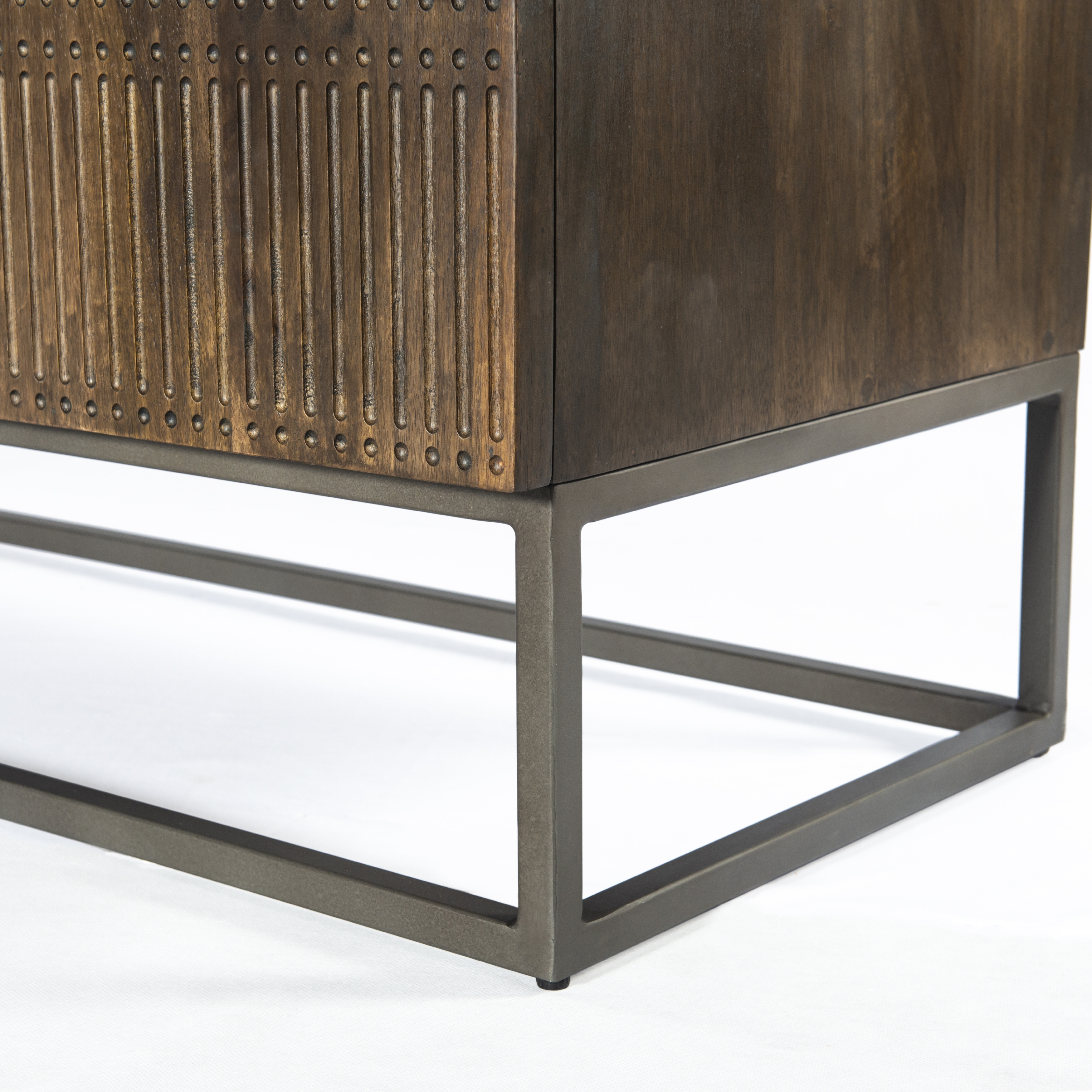 Kelby Media Console-Carved Vintage Brown - Image 8