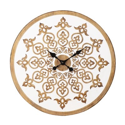 Moravelle Round Wall Clock, White And Natural - Image 0