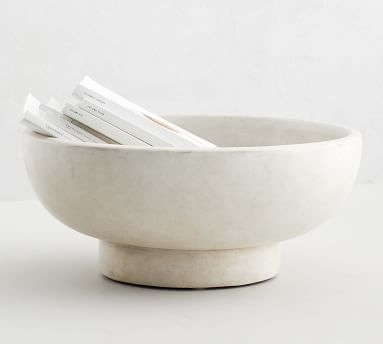 Orion Handcrafted Terracotta Bowl, Large, White - Image 1