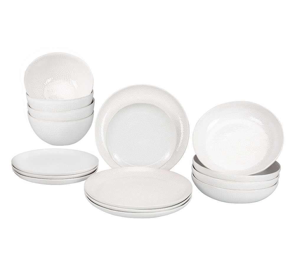 Serene Stoneware 16-Piece Dinnerware Set (dinner, salad, pasta & cereal) - Cream - Image 0