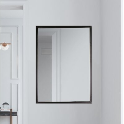 35"X24" Framed Vanity Wall Mirror Black Rectangle Hanging Modern Industrial Large Long Metal Mirrors For Bathroom Entryway - Image 0