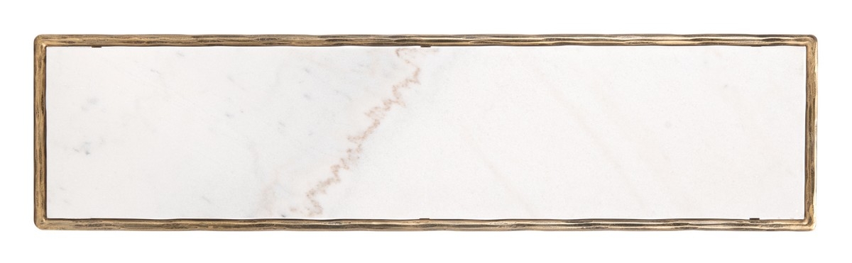 Jessa Forged Metal Rectangle Console Table - Brass/White - Image 5