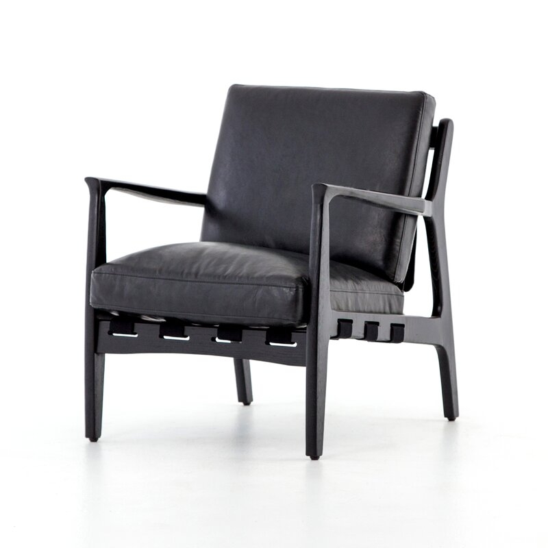 Silas Armchair Upholstery Color: Black, Leg Color: Black - Image 0