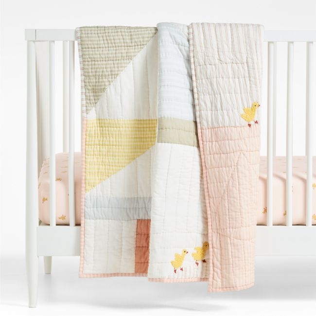 Pata Sunwashed Patchwork Organic Cotton Reversible Baby Crib Quilt - Image 0