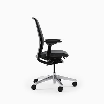Steelcase Think HA Task Chair, Hard Casters Black Frame Medium Grey Upholstered Back / Polished Aluminum - Image 3