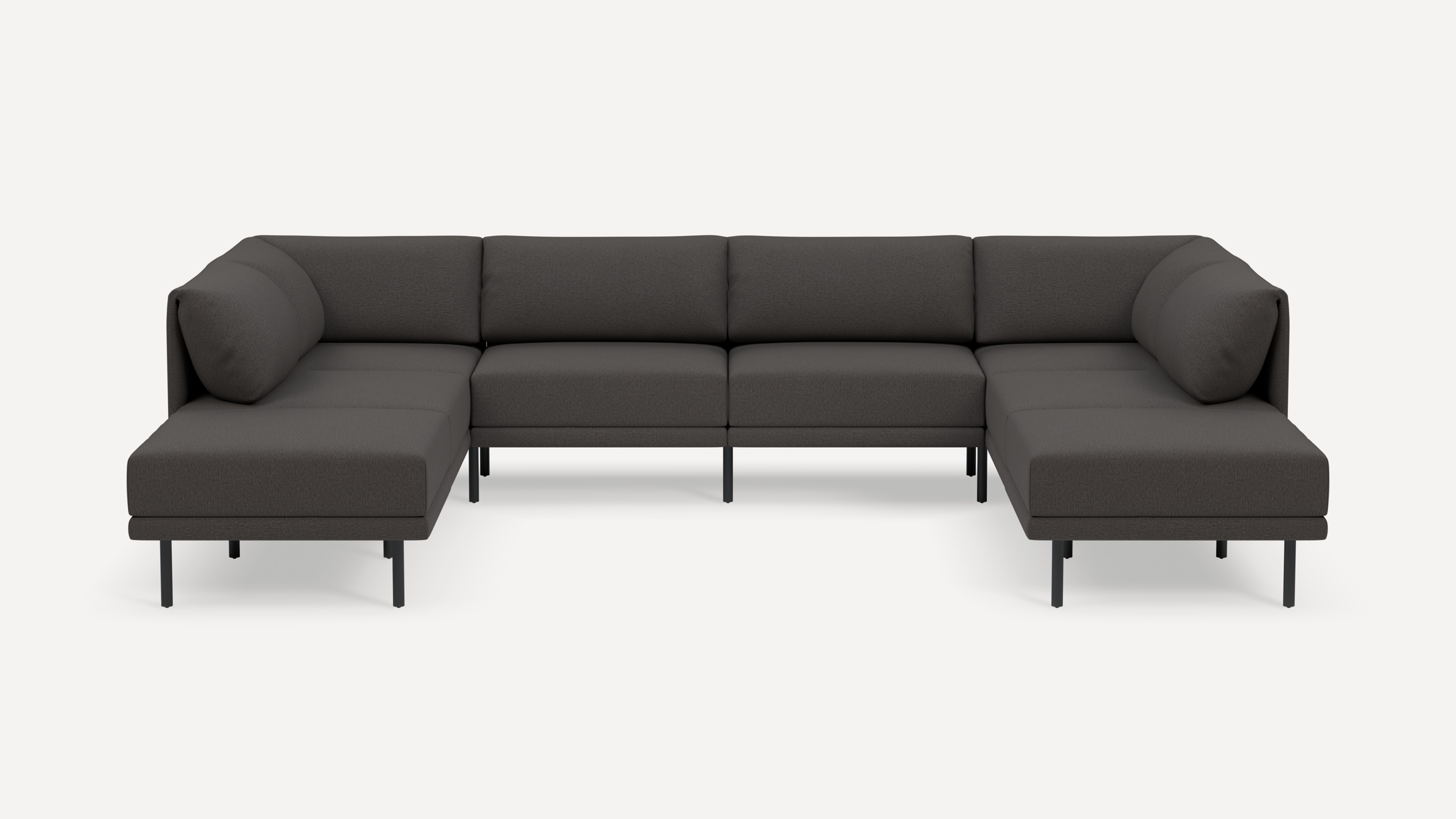 Range 8-Piece Open U Sectional Double Lounger - Heather Charcoal - Performance Chenille / Black - Metal - Image 0