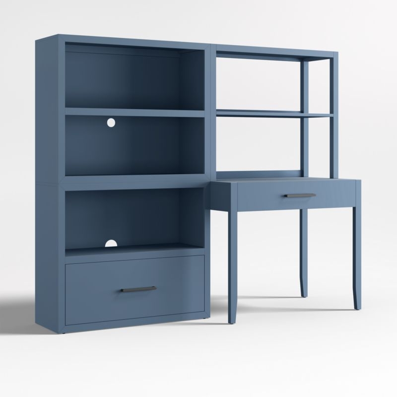 Ever Simple Modular Slate Blue Wood Kids Workspace Suite - Image 1