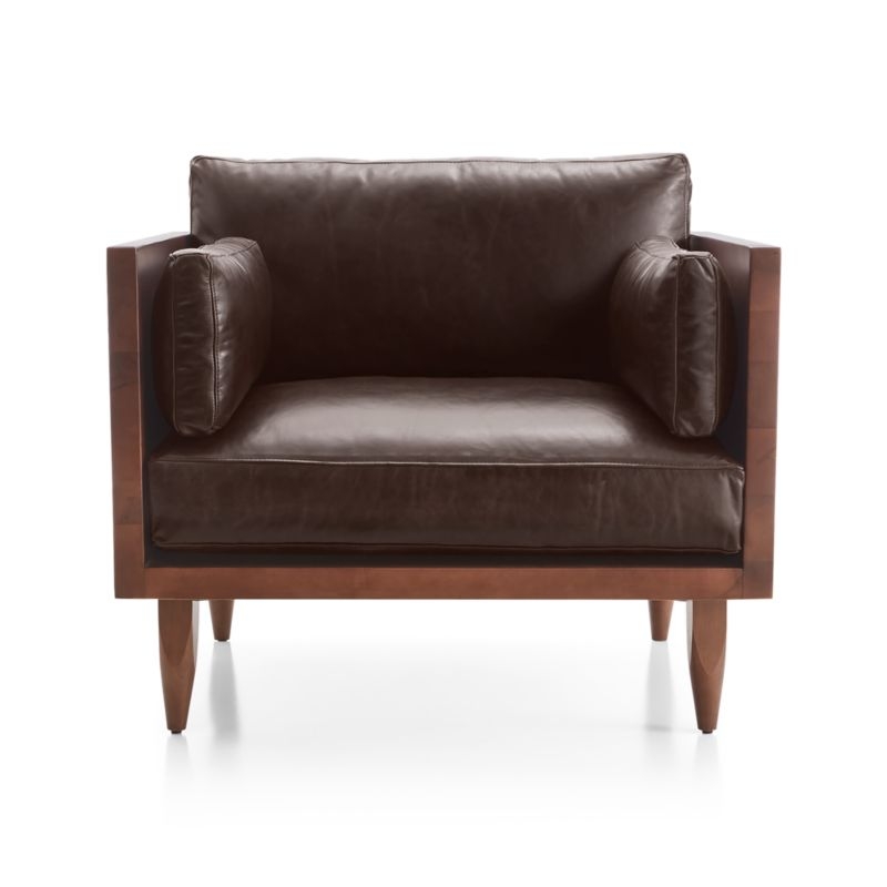 Sherwood Leather Exposed Wood Frame Chair - Image 1