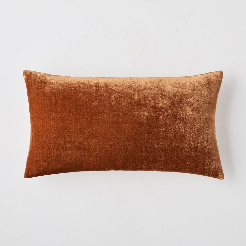 Lush Velvet Pillow Cover, 12"x21", Copper, Set of 2 - Image 0