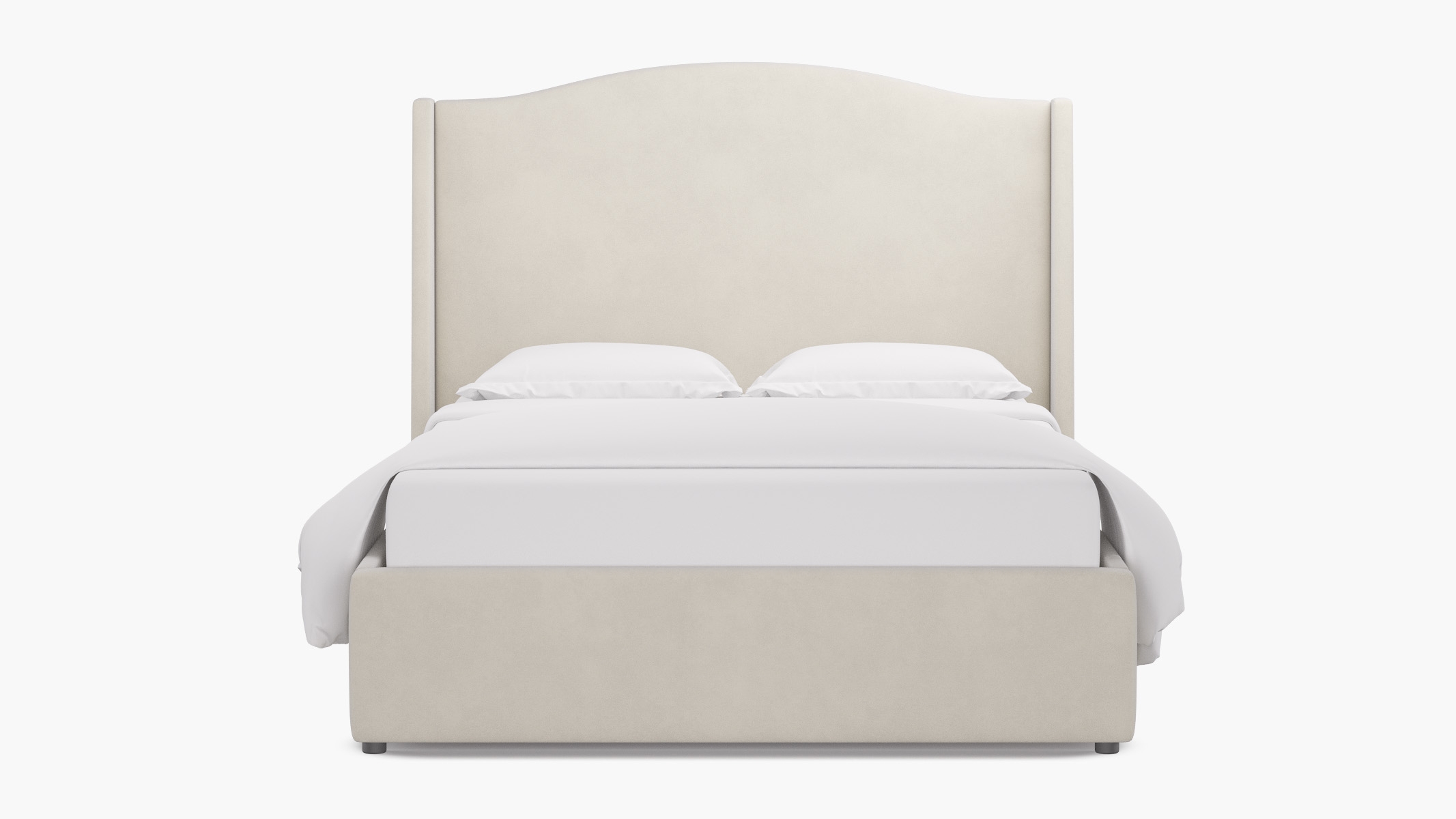 Curved Wingback Bed, White Performance Velvet, Full - Image 0