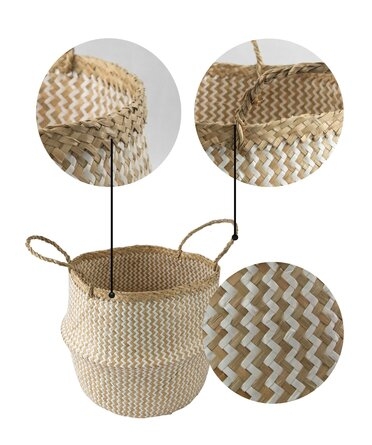 Belly Straw Seagrass Baskets, Set of 2 - Image 4