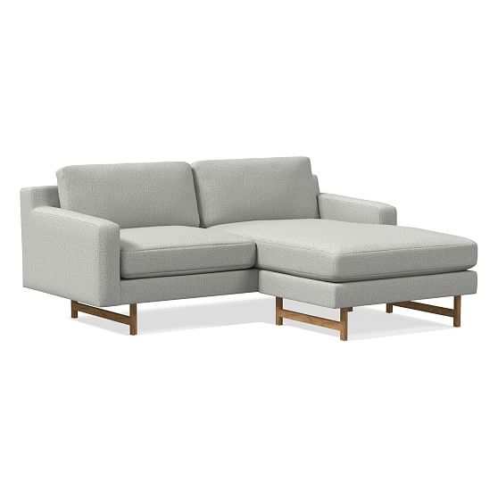 Open Box: Eddy 74" Flip Sectional, Poly, Deco Weave, Pearl Gray, Almond - Image 0