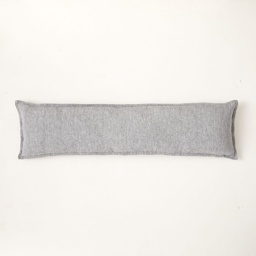 European Flax Linen Pillow Cover, 12"x46", Slate Melange - Image 0