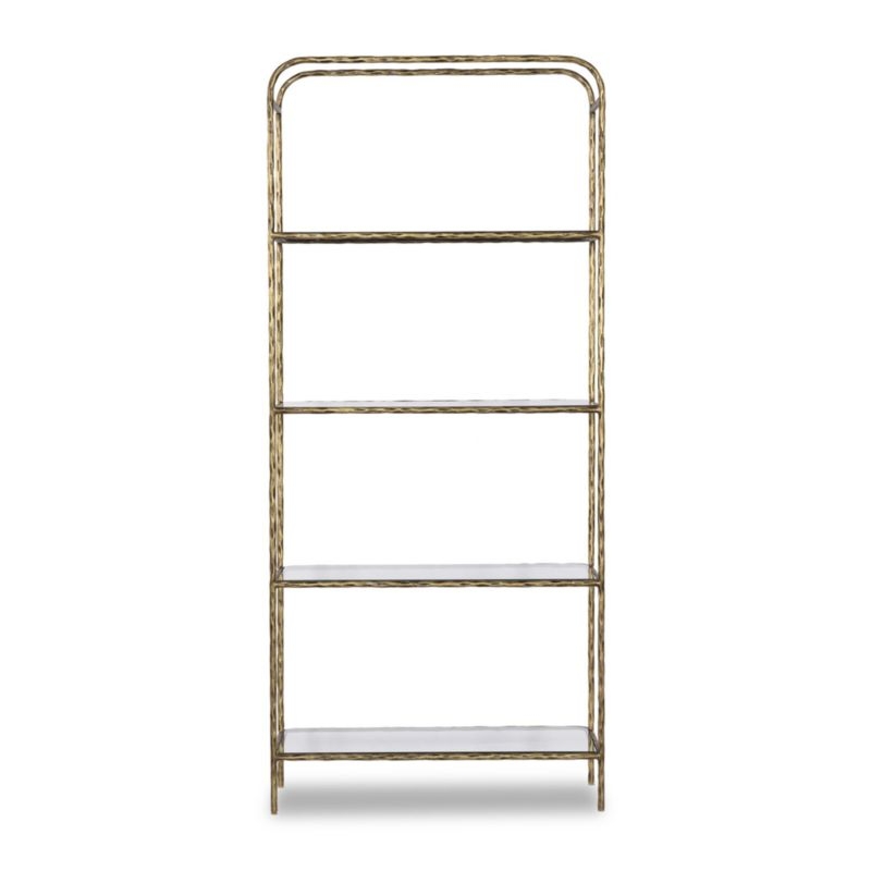 Swinton Brass and Glass 90" Bookshelf - Image 1