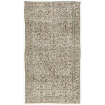 One-of-a-Kind Hand-Knotted 1960s Beige/Green/Brown 5'2" x 9'2" Area Rug - Image 0
