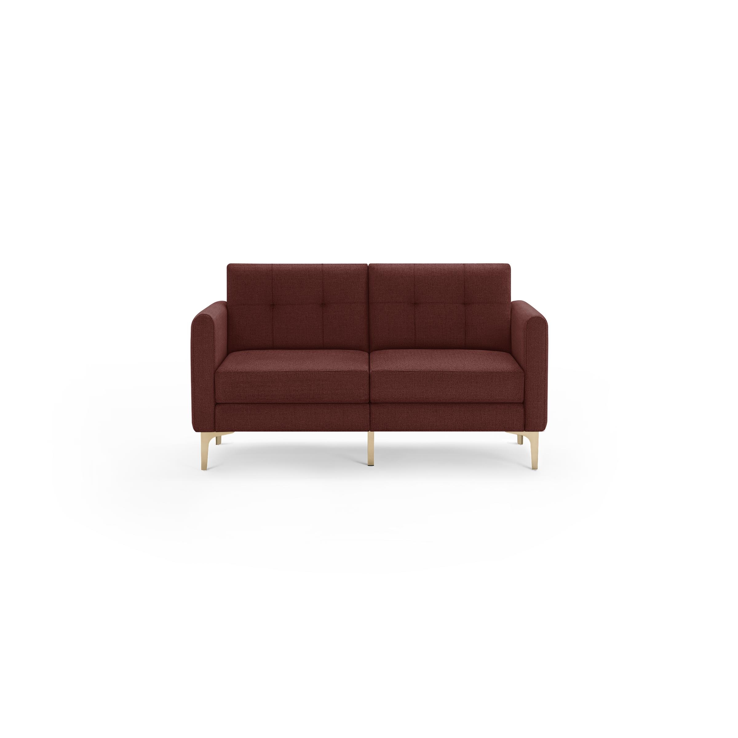 Nomad Loveseat - Brick Red - Performance Basketweave / Brass - Metal / Arch - Image 0