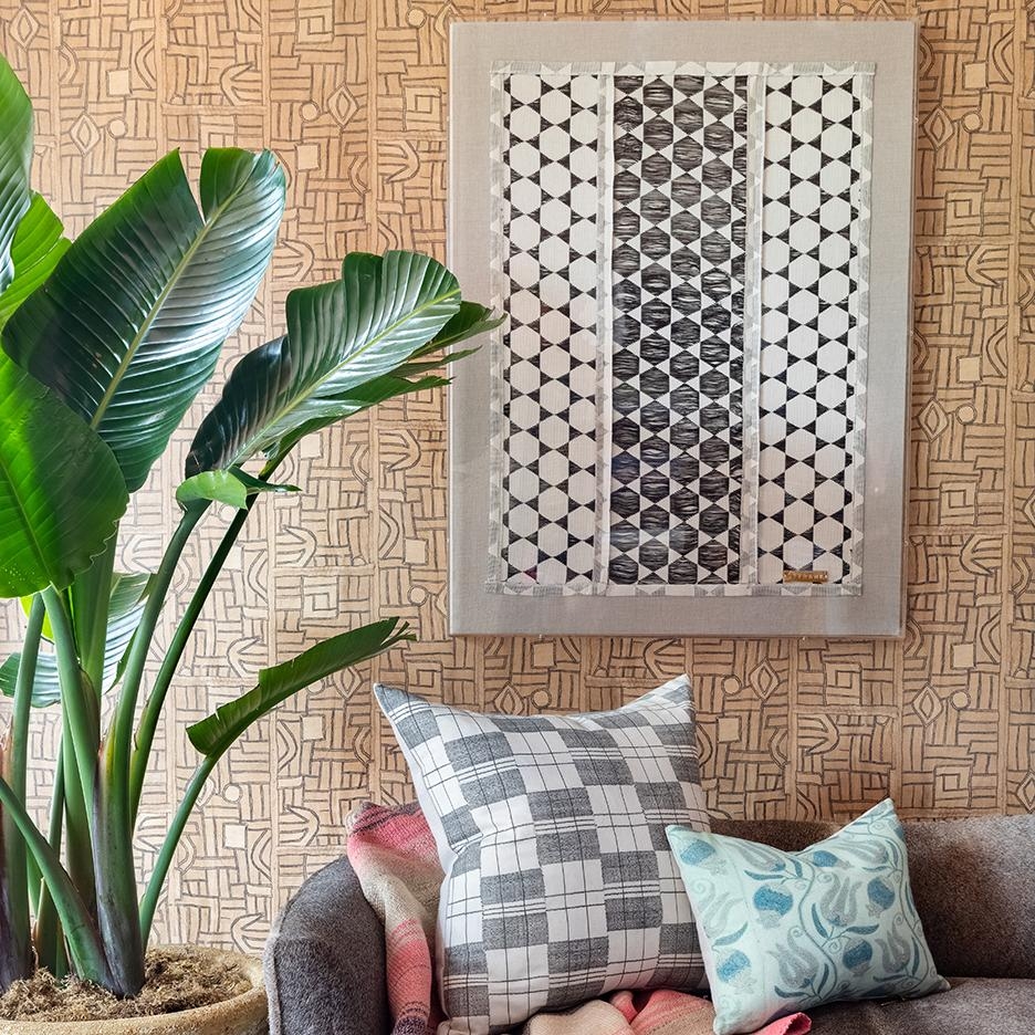 Biddew Noir Accent Framed Textile by St. Frank | Black | 30.5" x 40.5" | Natural Linen - Image 0