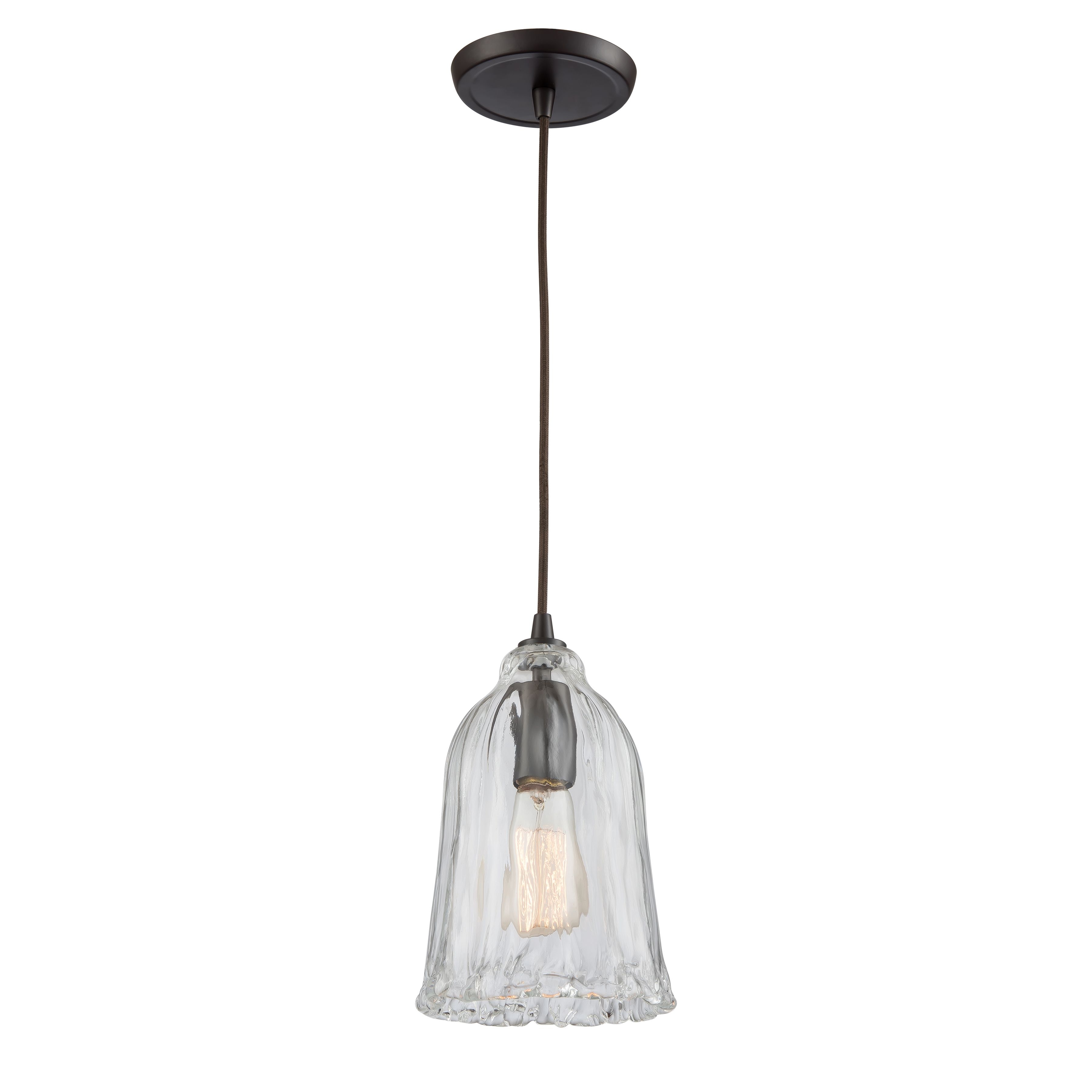 Hand Formed Glass 6'' Wide 1-Light Mini Pendant - Oil Rubbed Bronze - Image 0