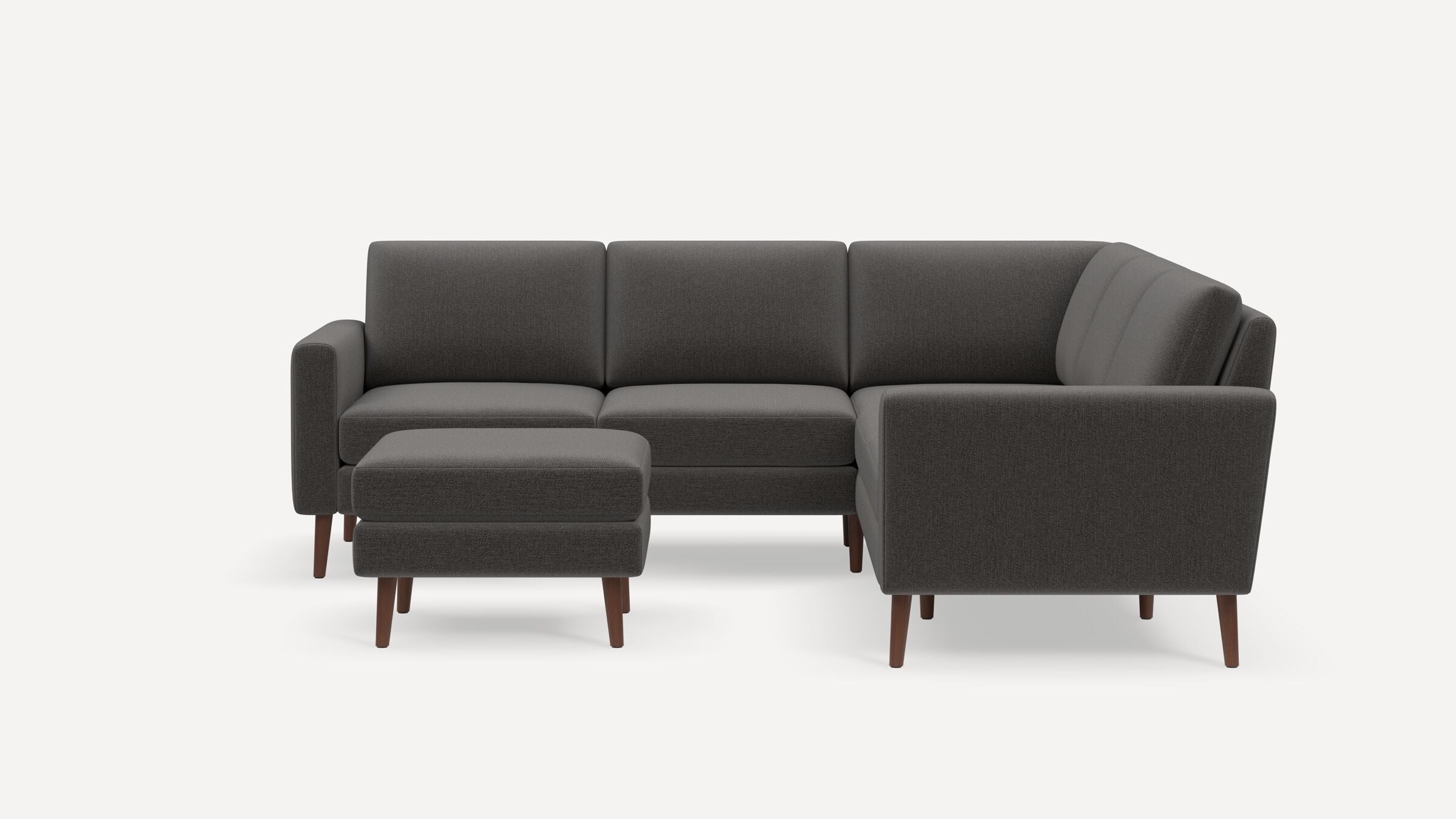 Nomad 5-Seat Corner Sectional with Ottoman - Heather Charcoal - Performance Chenille / Walnut - Wood / Block - Image 0