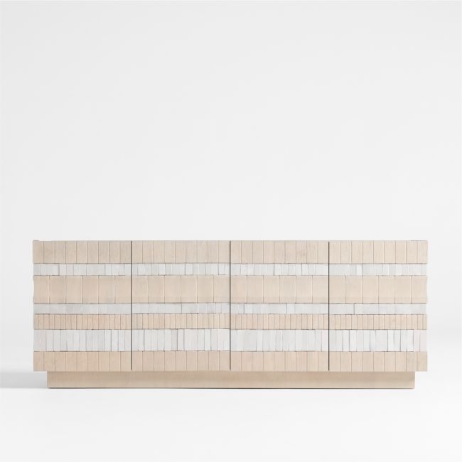 Beachcomber 80" Natural Oak Wood and White Tile Media Console by Brigette Romanek - Image 0