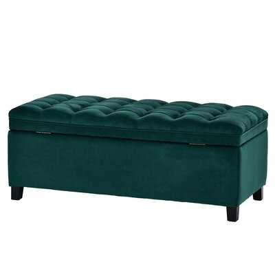 Blue Upholstered Flip Top Storage Bench With Button Tufted Top - Image 0
