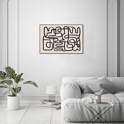 Abstract Line Art Black And White 'Articles IX' Framed Canvas Print Wall Art By Oliver Gal - Image 0