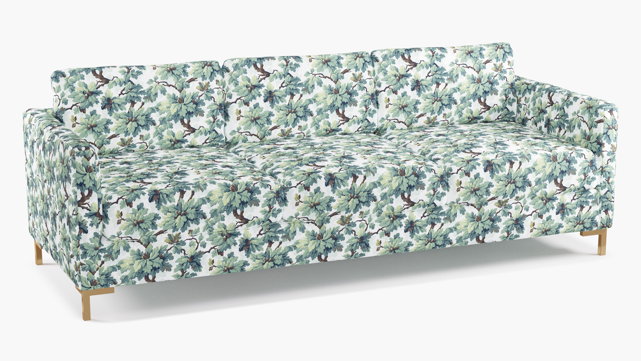 Modern Sofa, Sage Woodland, Brass L Leg - Image 1