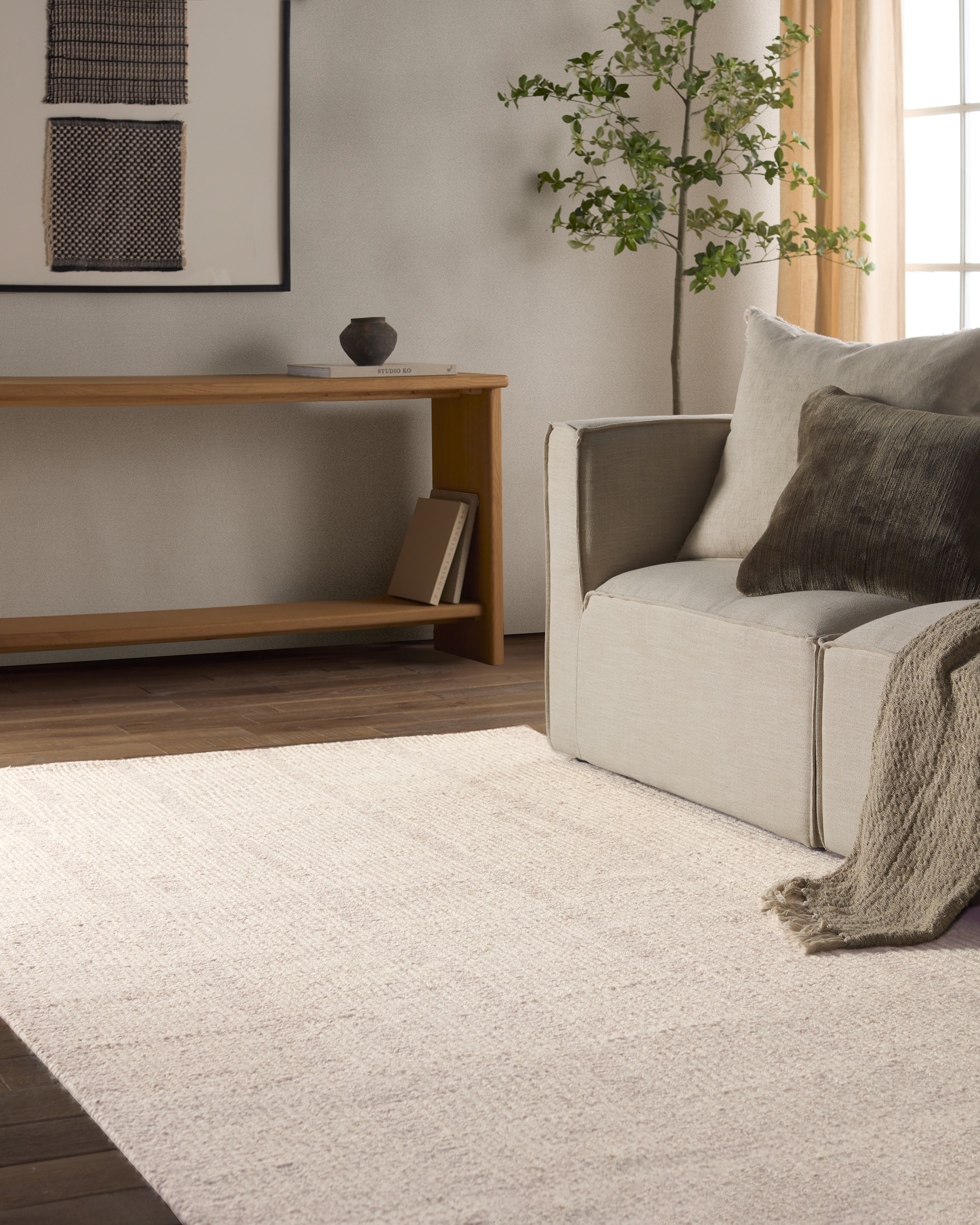 Label J Edher FGN02 Handmade Striped Tan and Cream Area Rug (9'x12') - Image 6