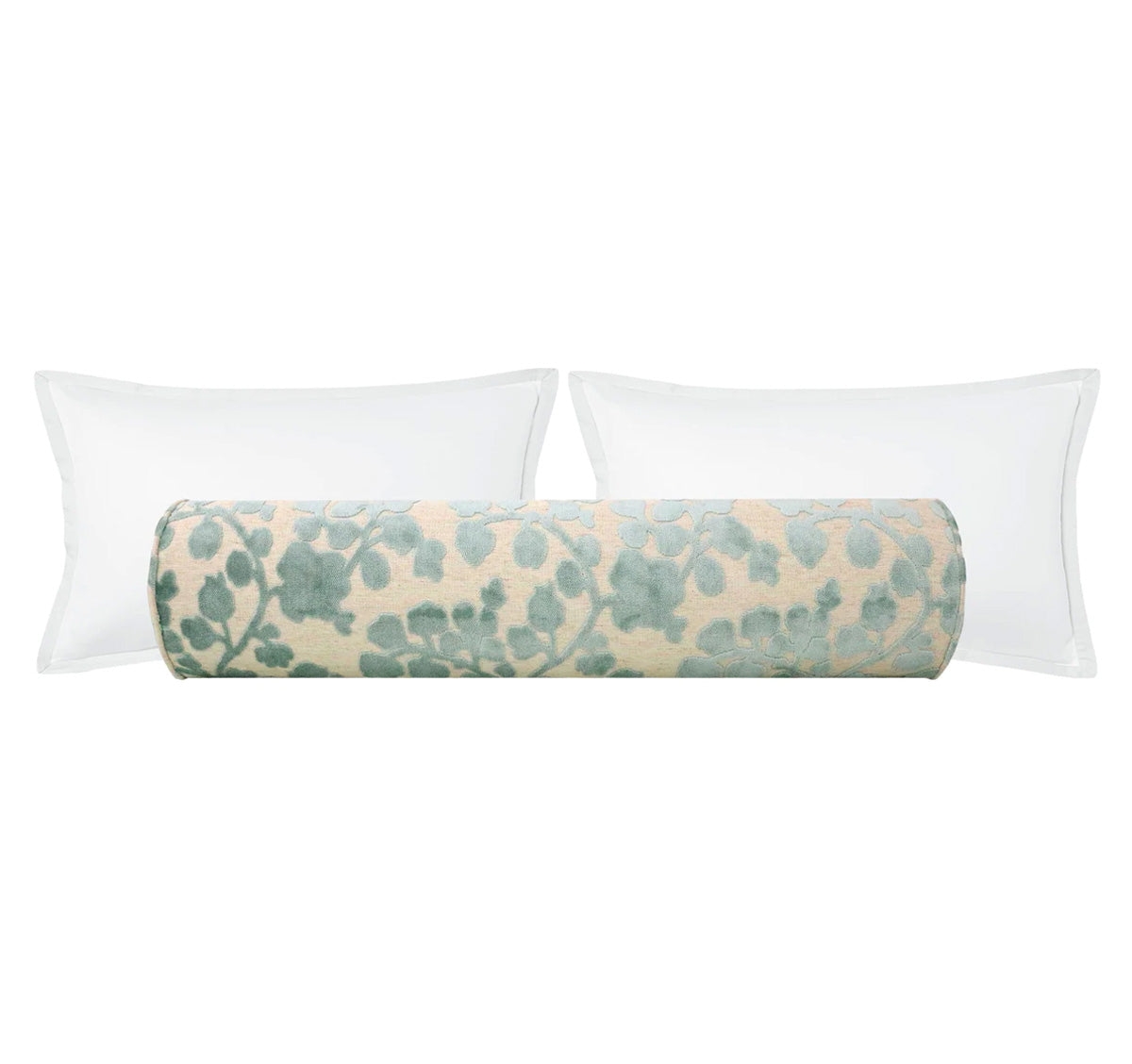THE BOLSTER :: BLOSSOM CUT VELVET // SPA BLUE - BY THE YARD - Image 0