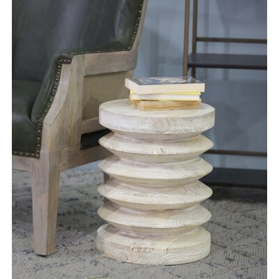 Krumm Solid Wood Drum End Table - Image 0