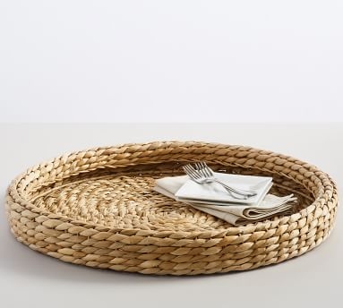 Handwoven Seagrass Round Tray, Large - Image 1