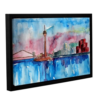 Dusseldorf Germany Media Harbour Sunset Gallery Wrapped Floater-Framed Canvas - Image 0