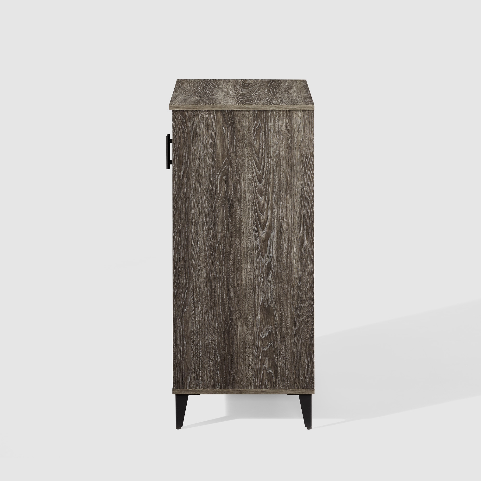 Glass and Grooved Door Transitional Accent Cabinet - Cerused Ash - Image 4