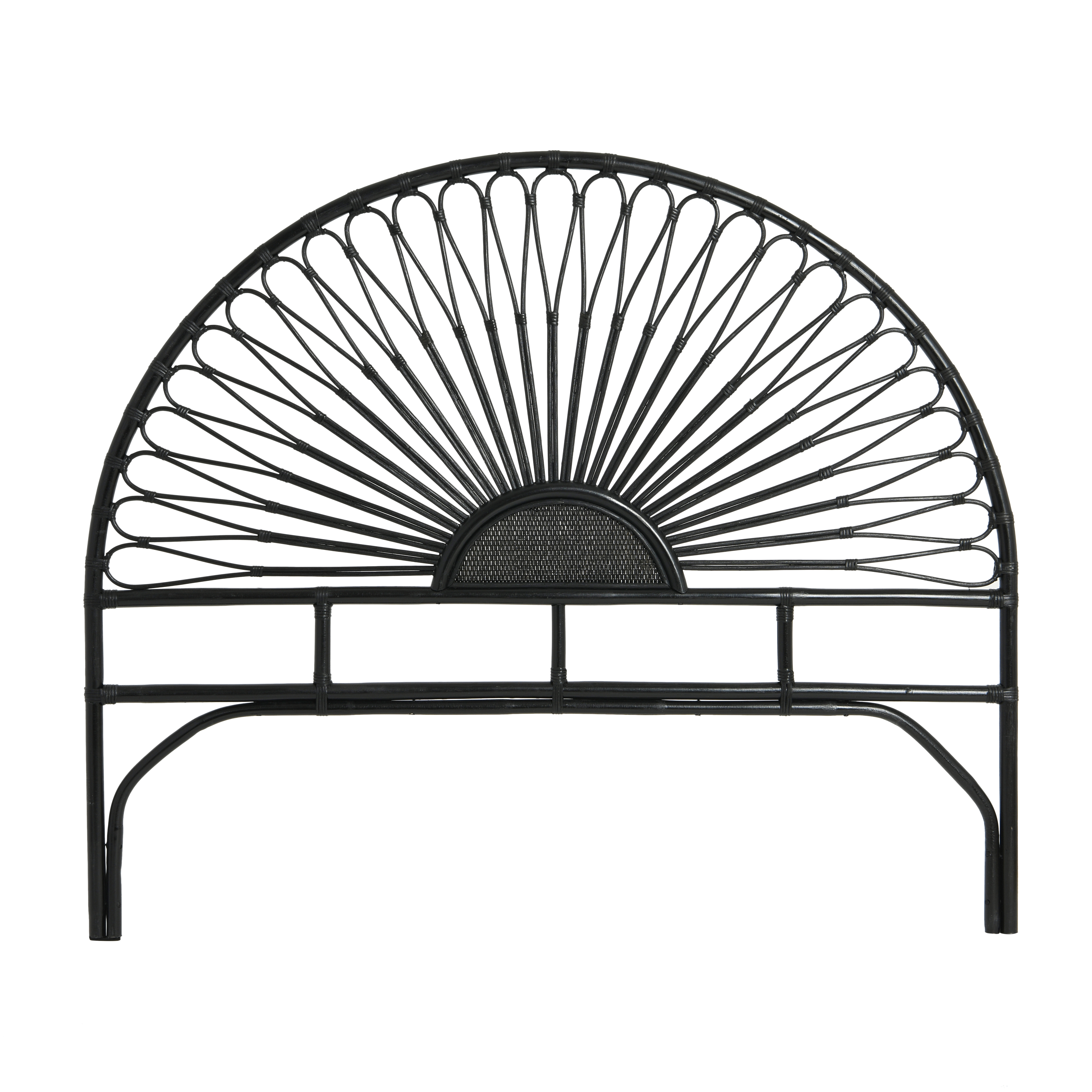 Rattan Headboard with Sunrise Design, Queen-Size - Image 0