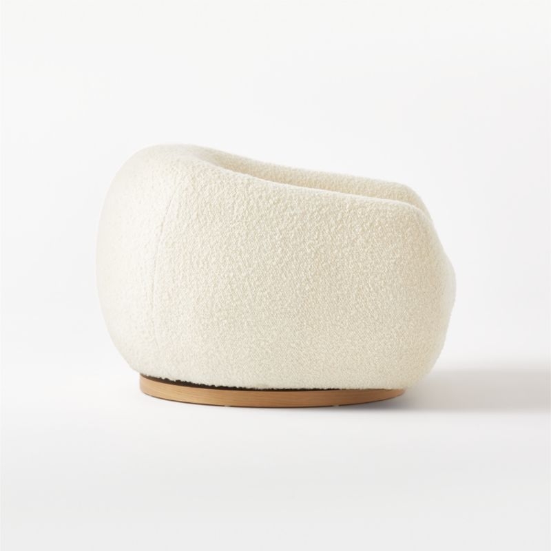 Laszlo Warm White Boucle Swivel Chair - Image 4