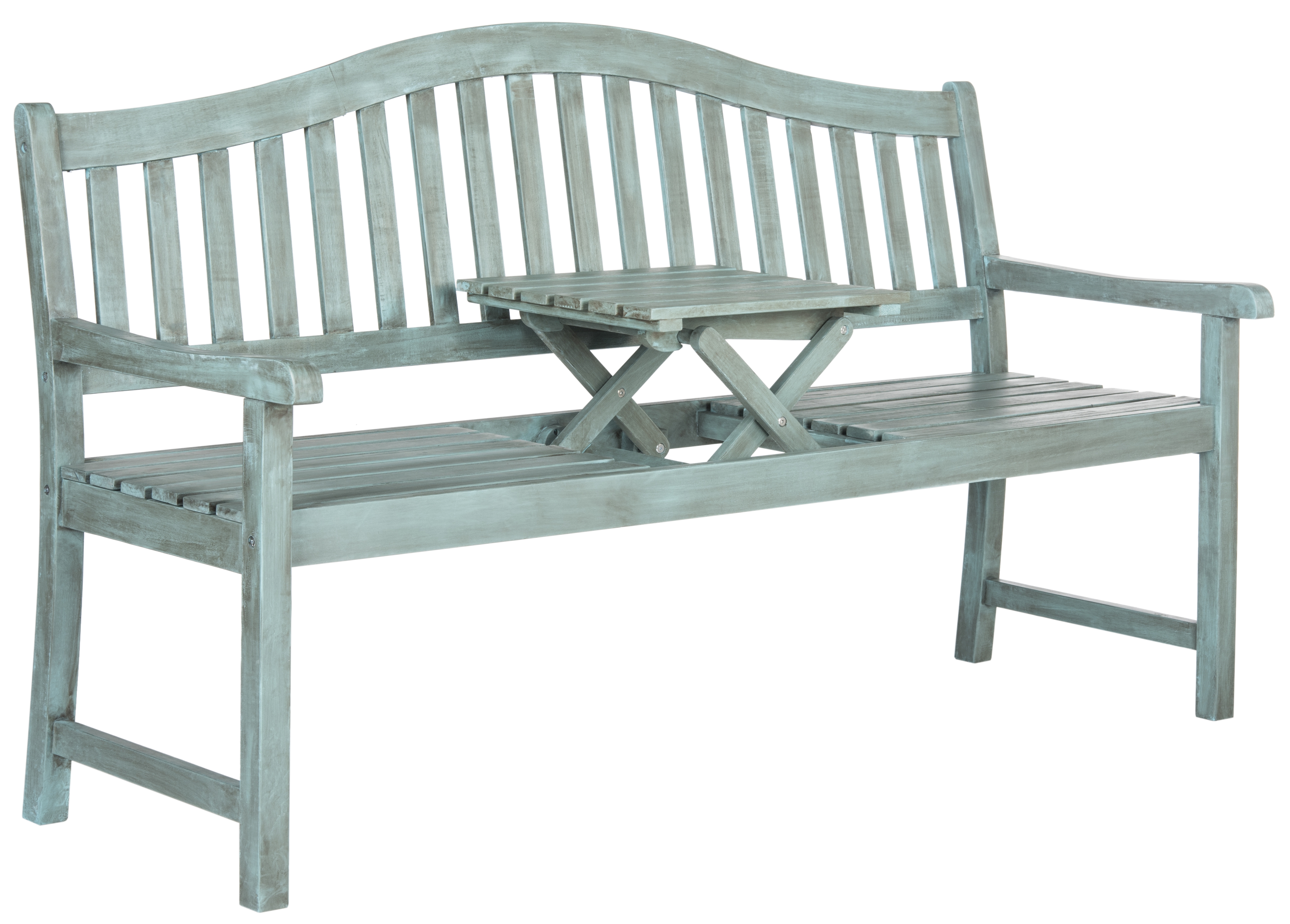 Mischa Bench - Beach House Blue - Safavieh - Image 0