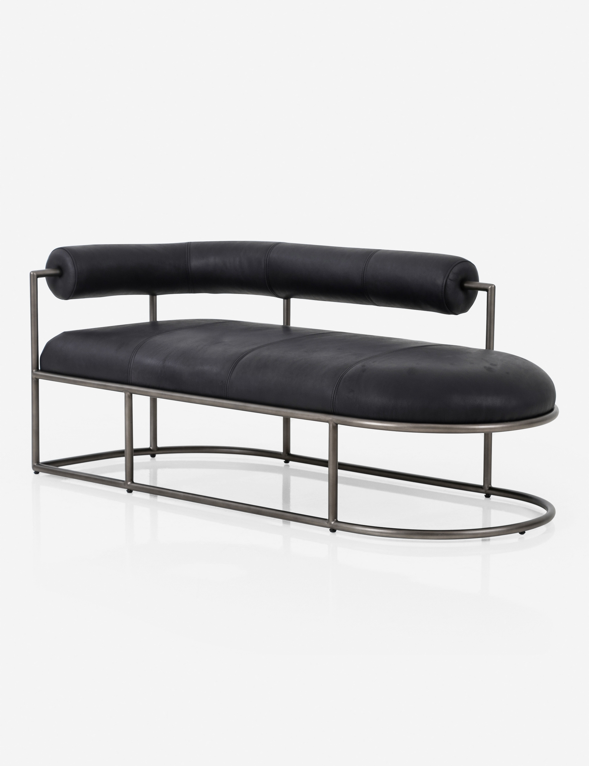 Patterson Left-Facing Leather Chaise, Black - Image 1